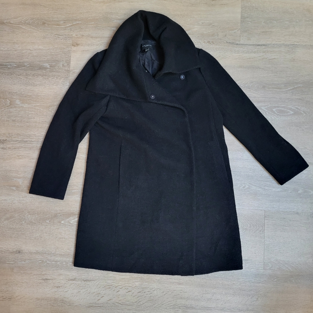 Ann Taylor Funnel Neck Long Wool Dress Coat L Large